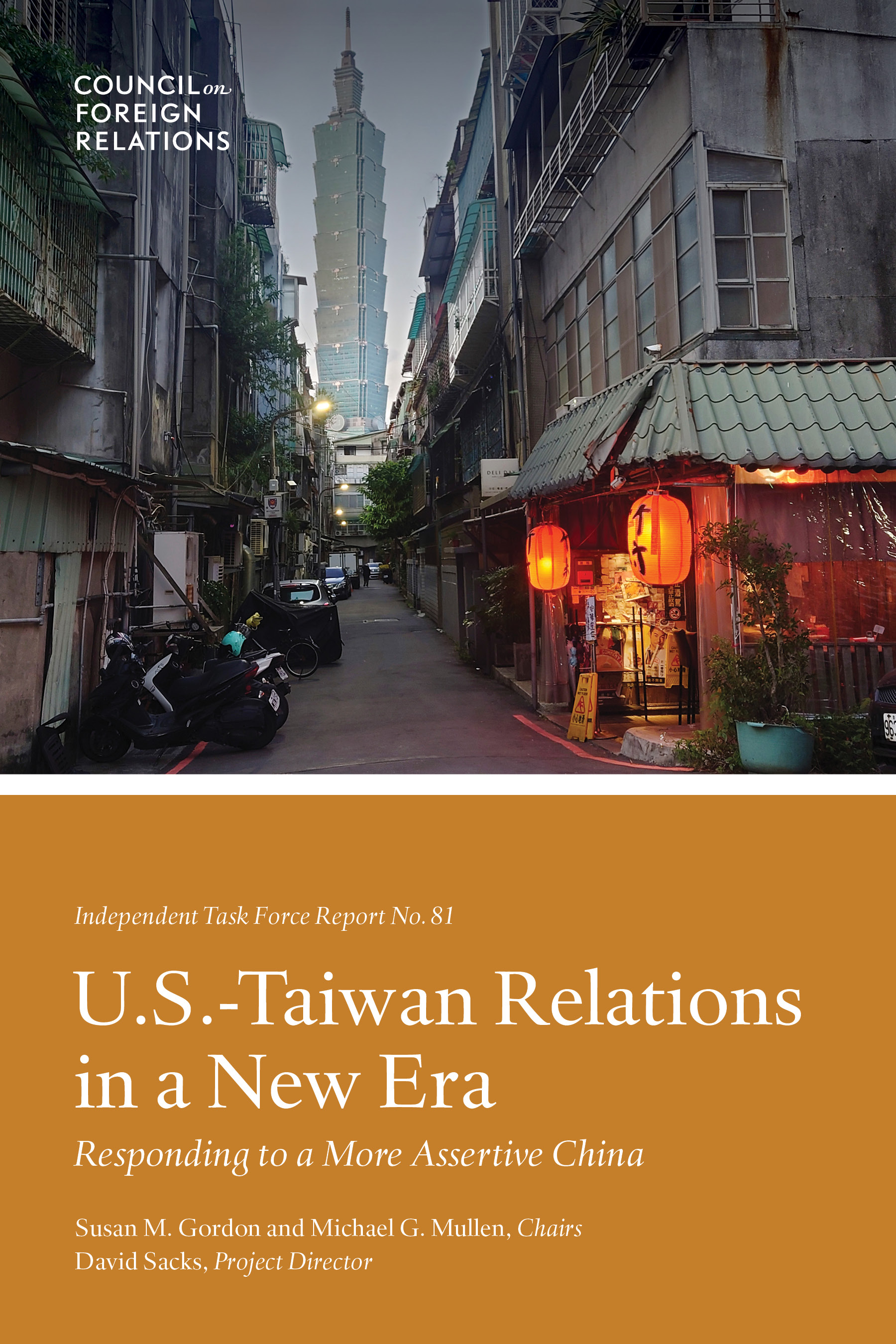 Cover task force report entitled U.S.-Taiwan Relations in a New Era: Responding to a More Assertive Era